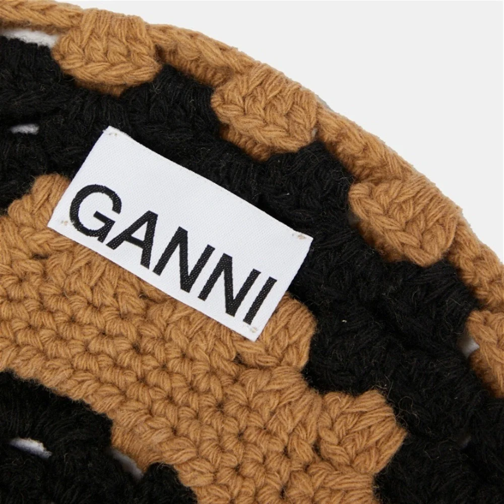 GANNI Lambswool Crochet Beret - Picture 3 of 8